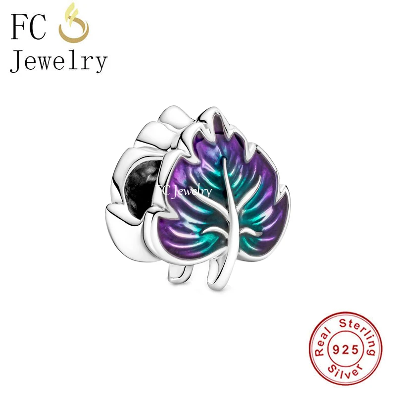 FC Jewelry Fit Original Pan Charms Bracelet Authentic 925 Sterling Silver Enamel Maple Leaf Bead For Making Women Berloque