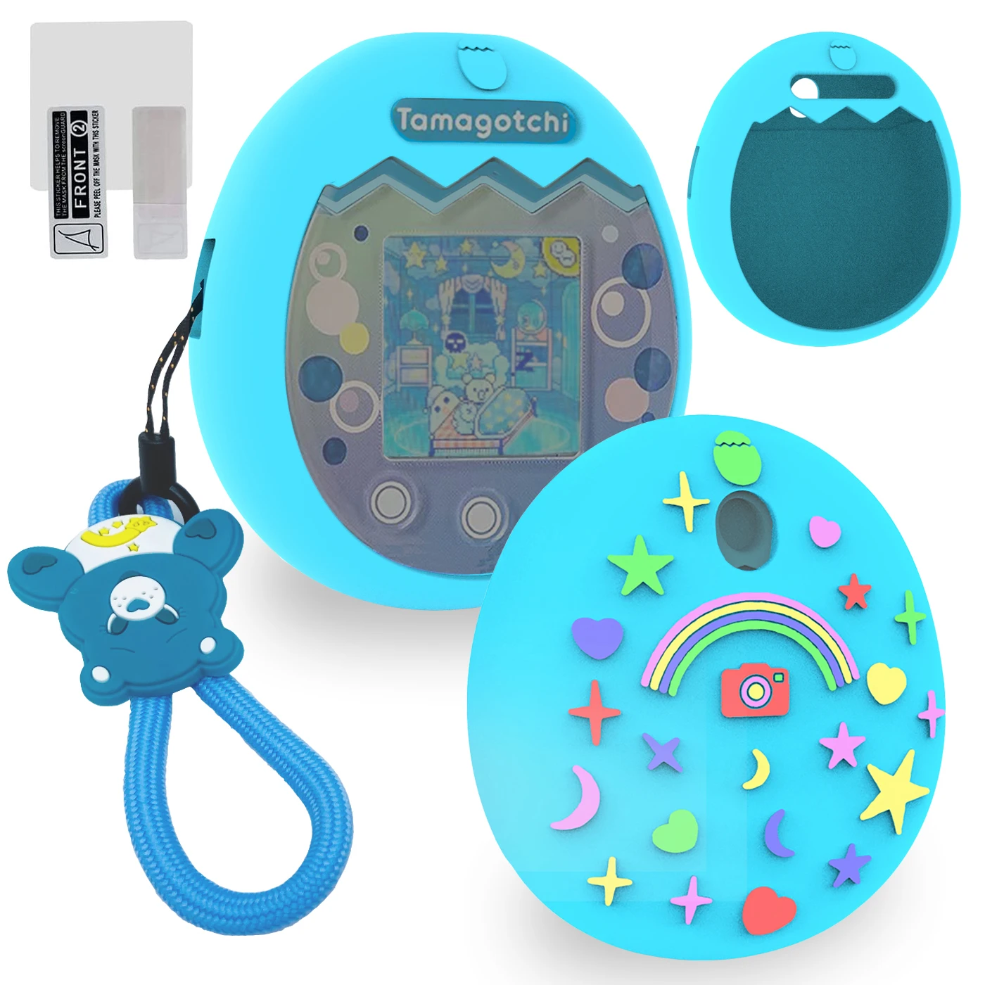 Силиконовый чехол, защита экрана и ремешок с медведем для Tamagotchi Pix, подарки на день рождения для детей (только чехол)