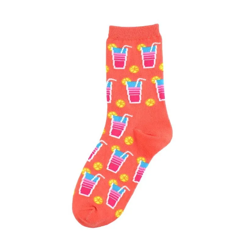 Peonfly Fashion Cute Soft Novelty Cotton Women Socks Dog Cat Avocado Pizza Colorful Cartoon Kawaii Funny Happy Socks Pink Gift