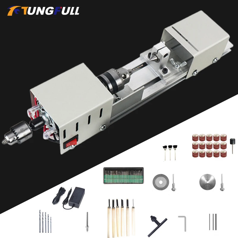 Bijtels Lathe Metal Woodworking Miniature Mini Wood Lathe Wood Centerlath Machine Metal Lathe With Power Carving Cutter 