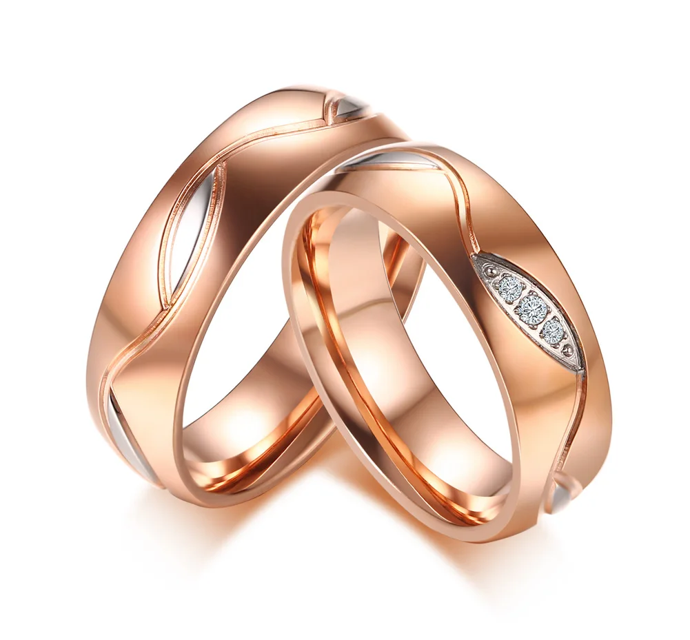 

Lovers Alliance Couple Wedding Rings For Men And Women 14k rose gold filled jewelry ring woman Stainless Steel