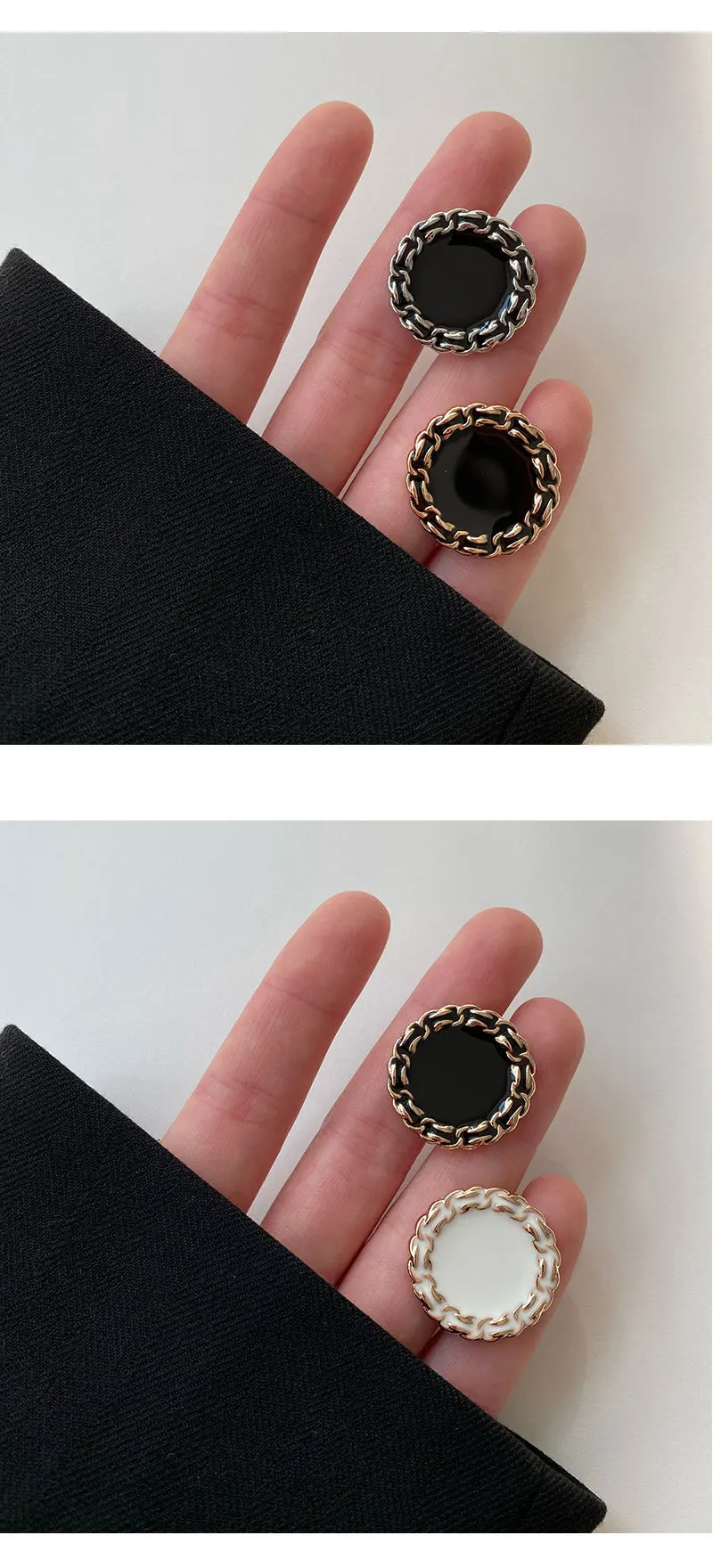 Luxury Retro Metal Sewing Buttons For Clothes Embellishment Coat Decor Diy Craft Supply Black White Needlework Accessories 6pcs