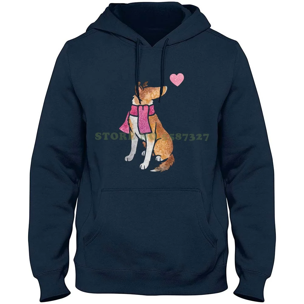 Watercolour Smooth Collie Dog 100% Pure Cotton Hoodie T-Shirt Sable Collie Sable Smooth Collie Smooth Coated Collie Collie Dog