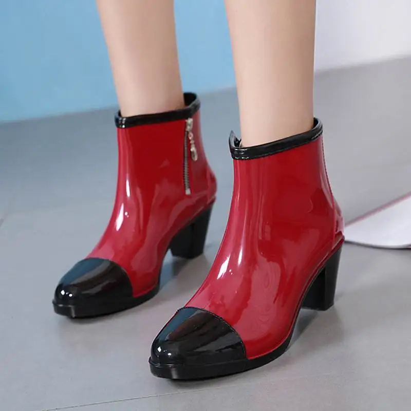 Colorful Fashion Women RainBoots Spring and Autumn Women's Waterproof Rainboots High Heels Female Rain Boots