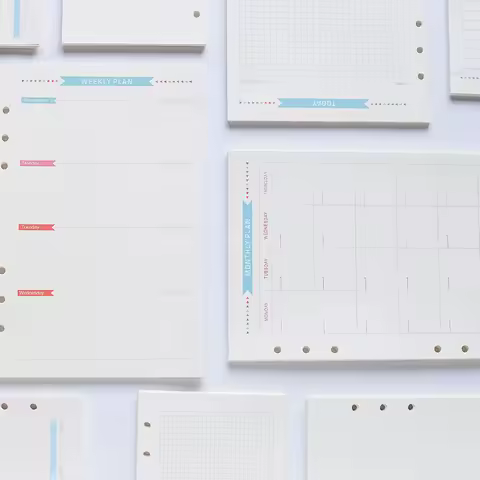 40 Sheet A5/A6 6 Ring Paper Refill Loose-leaf Binder Inside Page To Do/Weekly/Monthly/Grid Agenda School Stationery