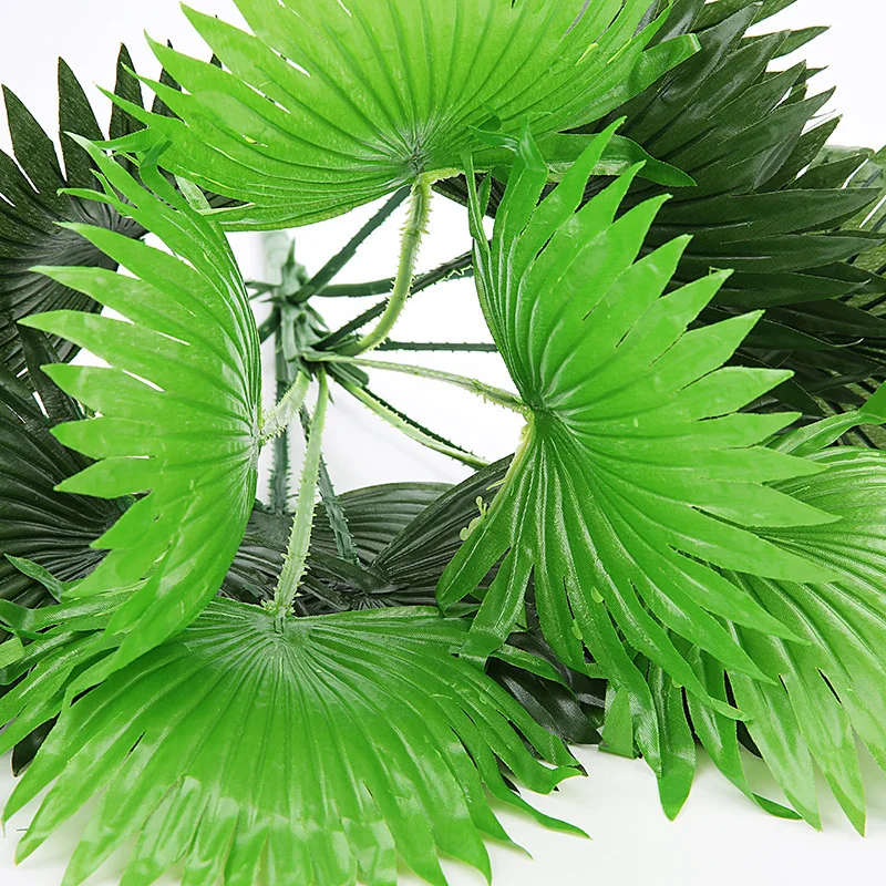 14 Heads Plastic Palm Tree Leaves Artificial Tropical Monstera Kwai Home Garden Background artificielle Decoration Fake Plants