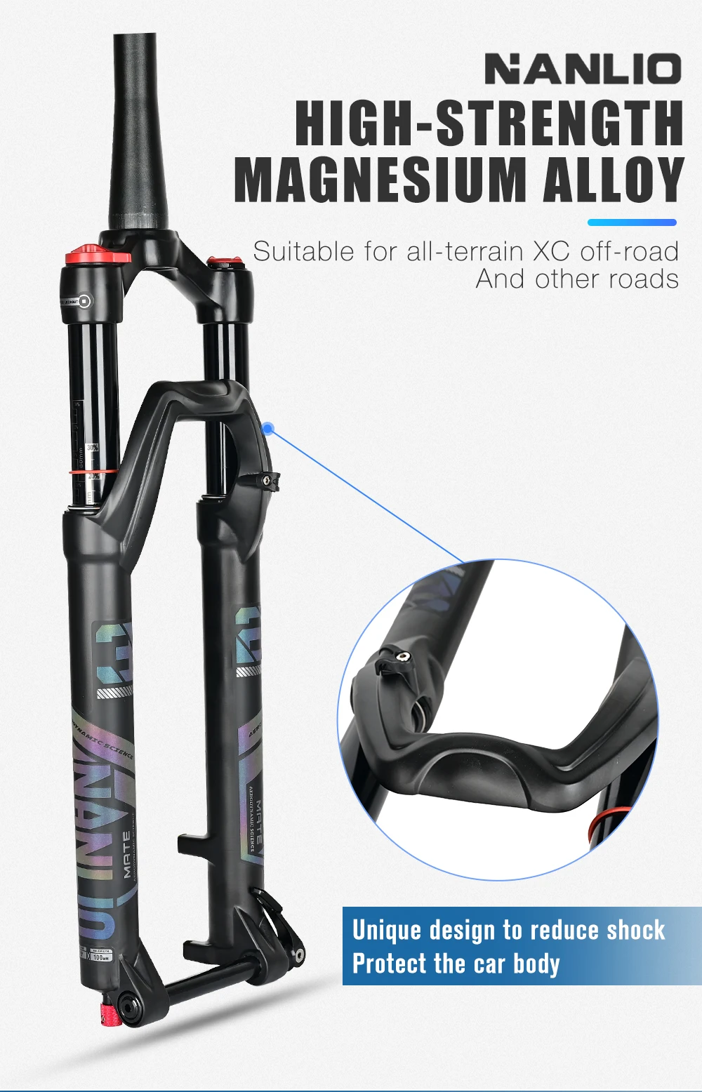 NANLIO X7 Fahrrad-Luftgabel, Rückprall-Einstellung, 26/27,5/29 Zoll, gerade/konisch, RL/LO MTB-Fahrradgabel, 120 140 mm, Reisen – Detail 25