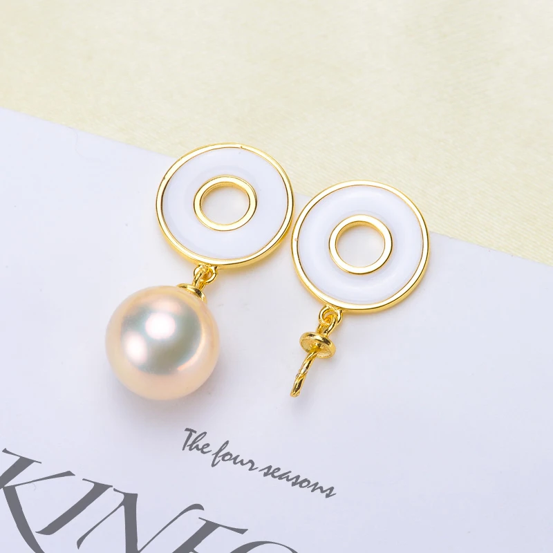

3Pairs/Lot Circle Design Pearl Dangle Earrings Holder S925 Sterling Silver Pearl Eardrop Jewelry Findings Lady Handmade DIY Acc