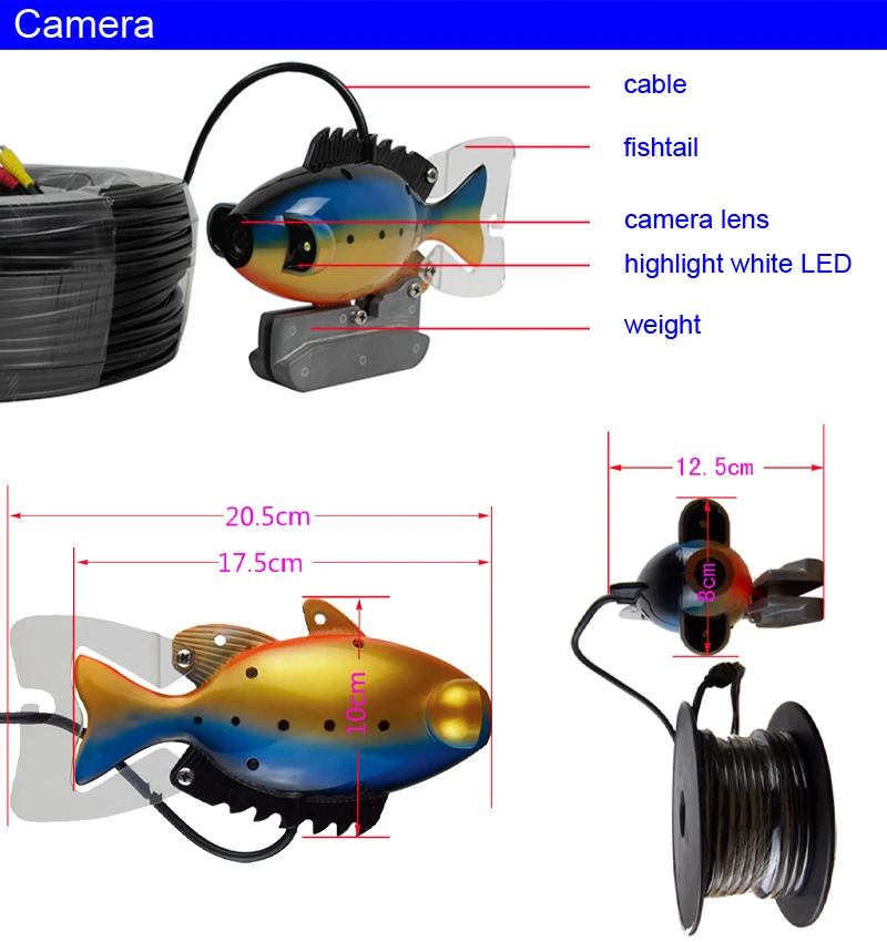 SY801 Underwater Fishing Camera Waterproof 7inch LCD Screen Nnight-vision Underwater Monitor System With DVR Recording Function