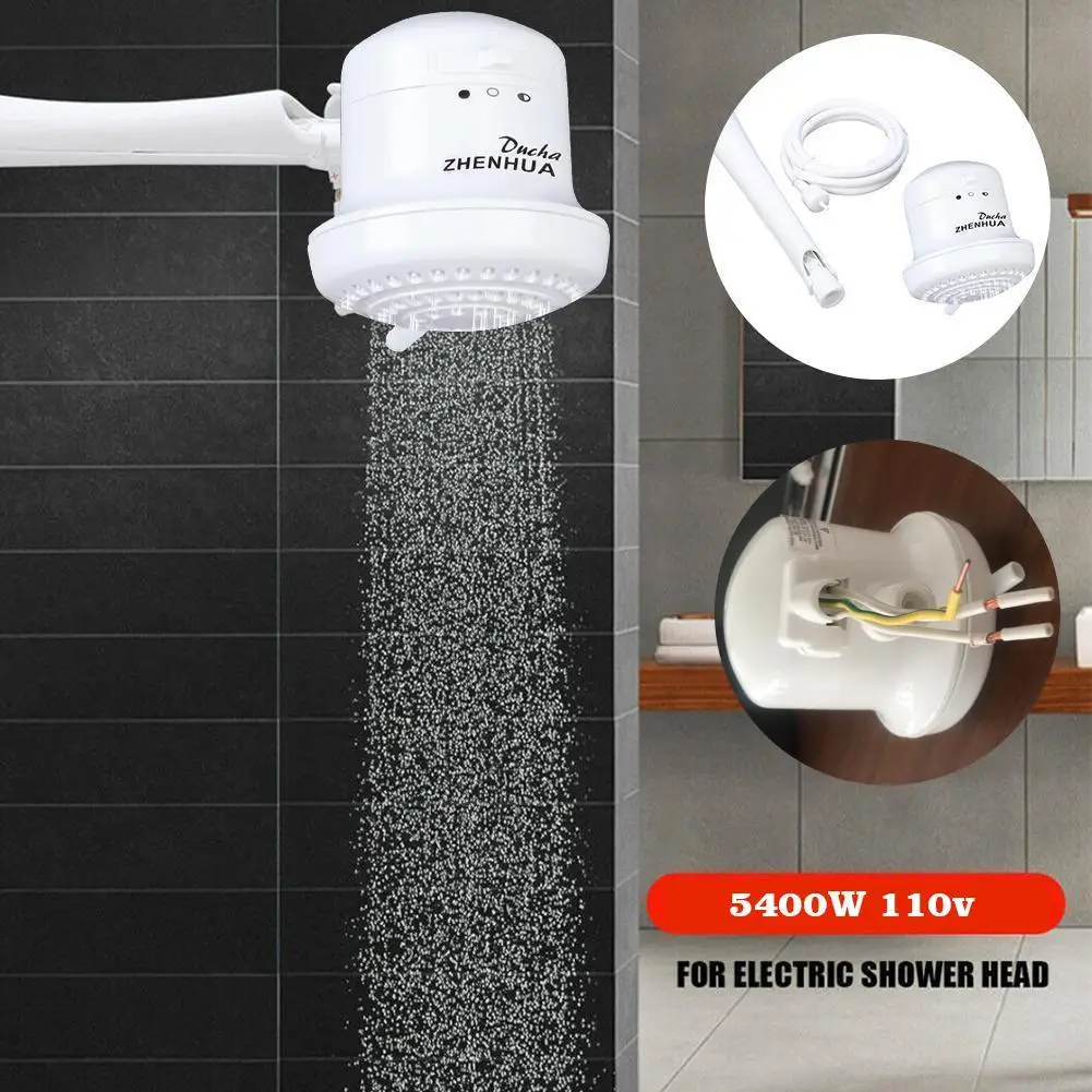 Instant Hot Electric Water Heater 5400W 110V Electric Shower Head Faucet Gear Adjustable Fast Heating Bath Winter Shower Heater