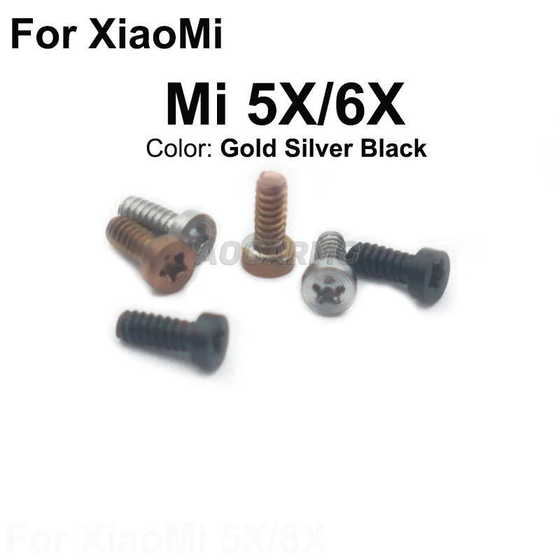 Aocarmo 10Pcs/Lot For XiaoMi 5X/6X mi5x mi6x Silver / Gold / Black Bottom Dock Screws Housing Screw Replacement Part