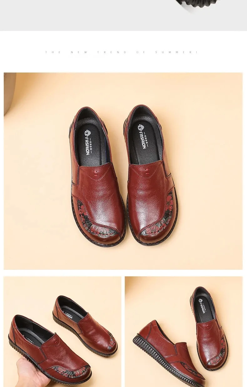 Echt leder Ballerinas Schuhe Frauen Vintage Luxus hochwertige Slipper Damen Mokassins lässig elegante Damen breite Schuhe – Detail 31