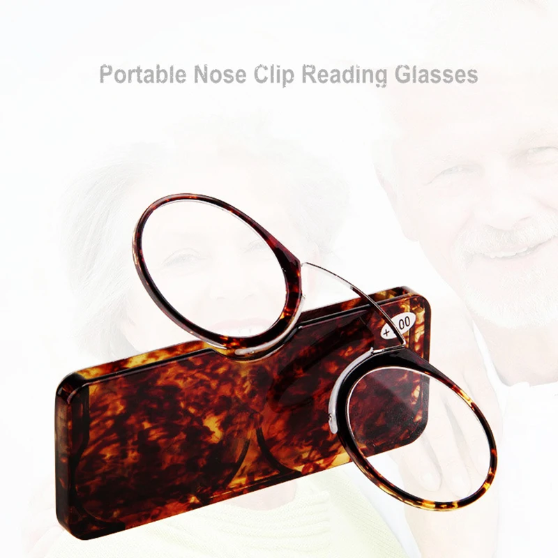 

Portable Legless Mini Nose Clip Reading Glasses Women Men TR90 Lightweight pocket wallet Presbyopic Glasses with Case