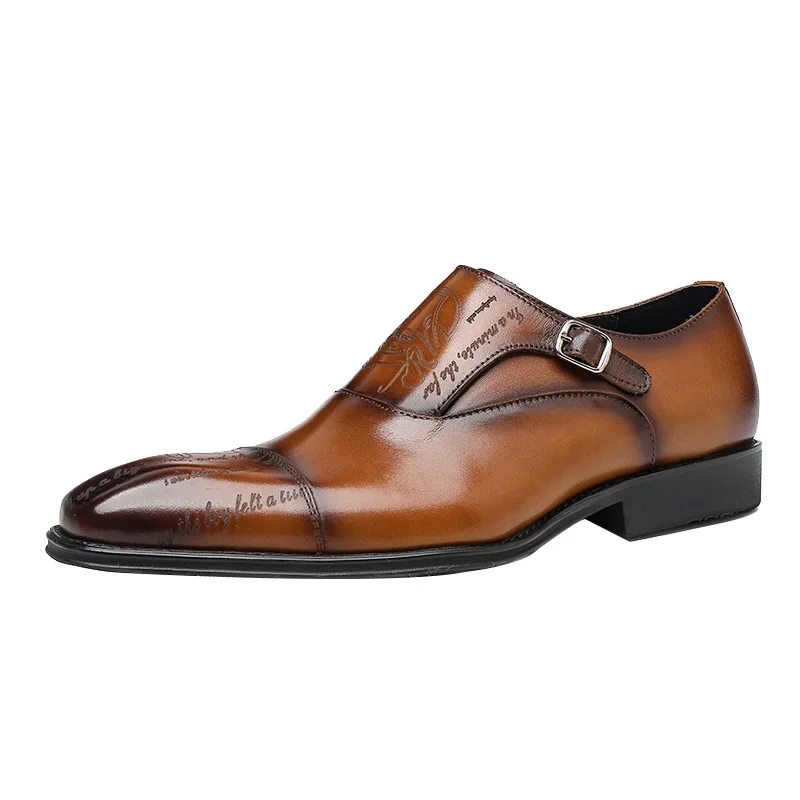 Zapatos Oxford con correa de monje para hombre, zapatos de vestir hechos a mano con hebilla genuino de cuero, calzado Formal para boda y oficina