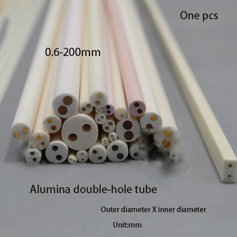 250mm Double hole alumina ceramic tube for Acid and alkali resistance