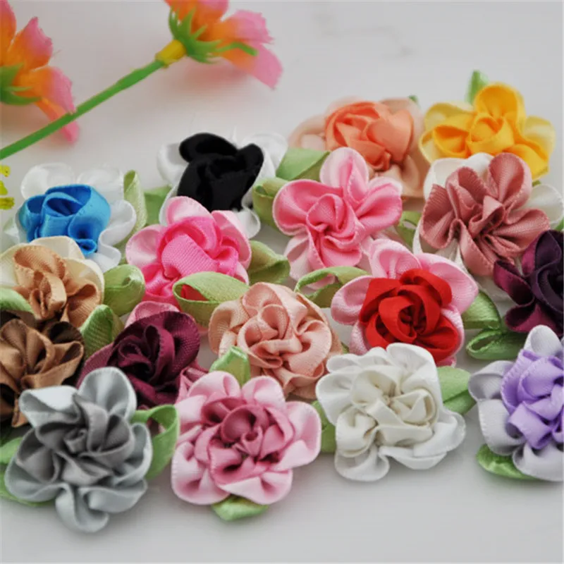 40pcs 2tone Satin Ribbon Flowers Bows Appliques Craft Wedding U pick E47