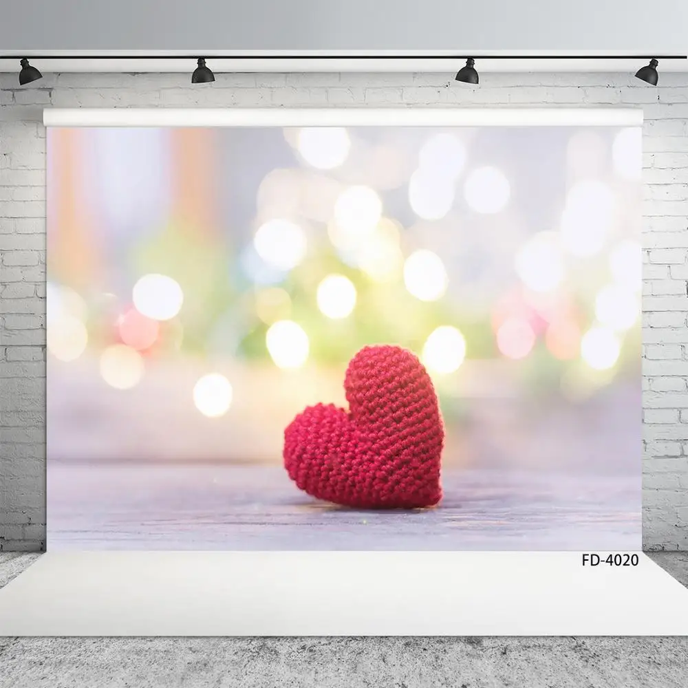 Фон для фотосъемки с изображением шерстяного сердца размытого цвета компьютерная печать фотографические фоны для влюбленных День Святого Валентина Свадьба Фотофон