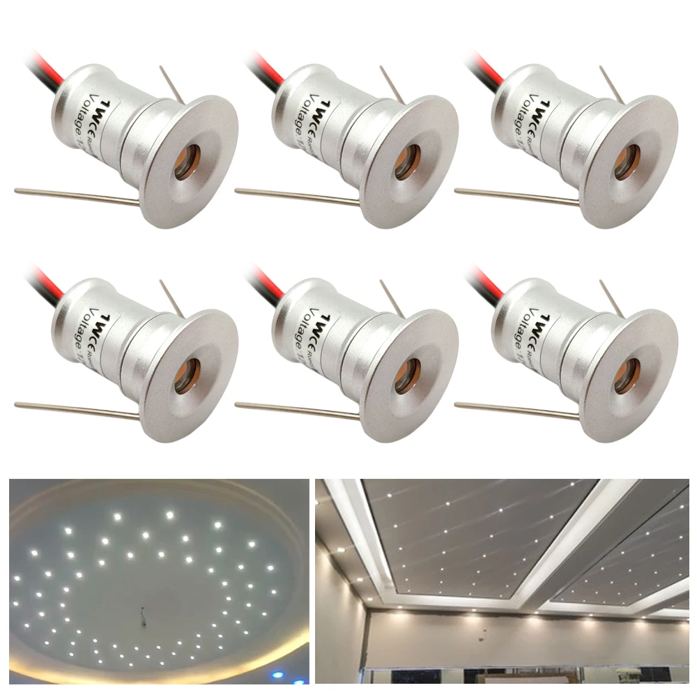 

1W small LED spotlight Embedded Mini Cabinet Showcase Light Room Ceiling Decorative Lamp 6/12/18pcs