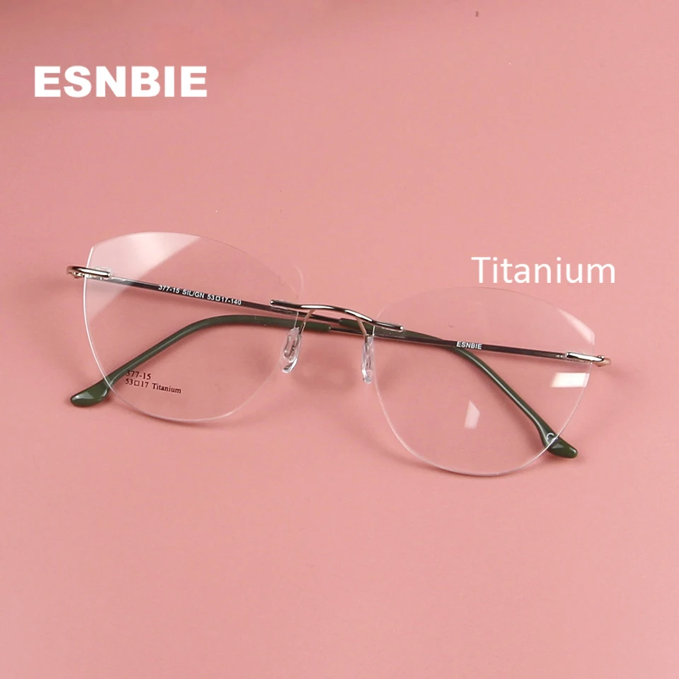 Ultralight Titanium Rimless Eyeglasses Frame For Women Light Gold Cat Eye Female Frame Glasses Frameless Optical Eyewear