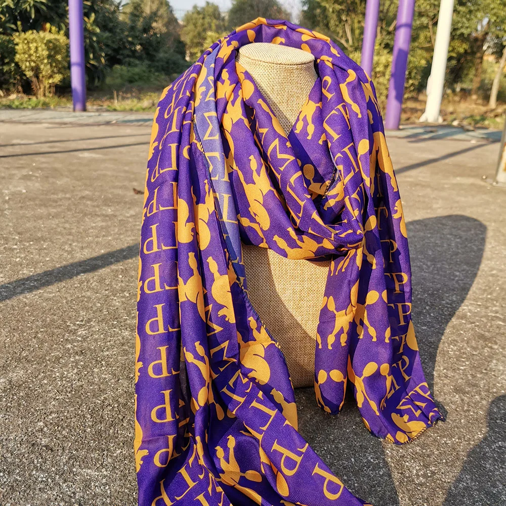 2024 Autumn Big Shawl Purple Yellow Letter SGR Poodle Women's Scarf