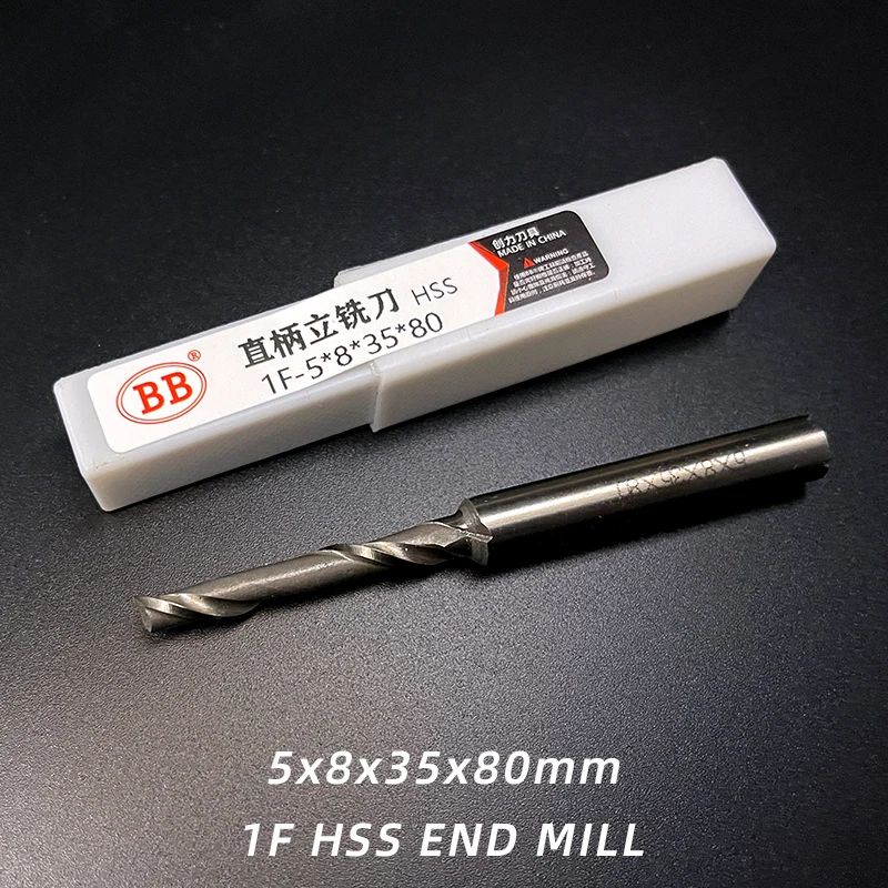 BB 1 Single Flute Milling Cutter HSS One Flute Spiral  Wood Aluminum Alloy Window Profile End Mills 5mm 6mm 8mm 10mm