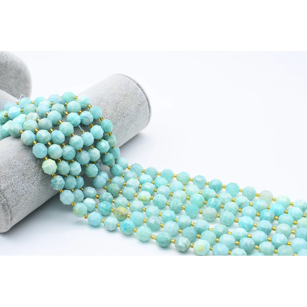 

8mm AA Natural Amazonite energy column faceted Stone Beads For DIY necklace bracelet jewelry making 15 "free delivery