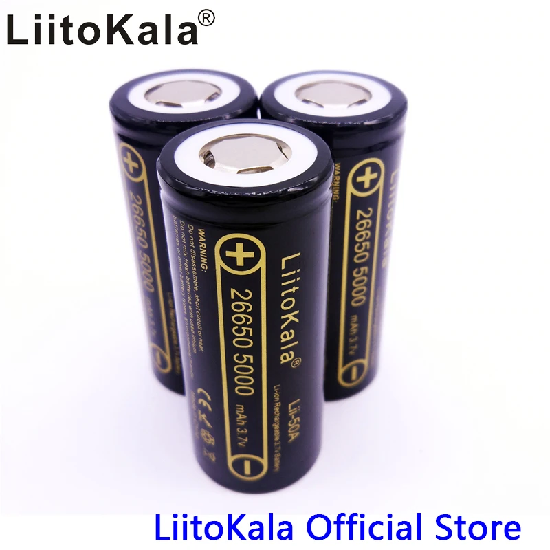 Heißer LiitoKala lii-50A 26650 5000mah lithium-batterie 3,7 V 5000mAh 26650-50A akku geeignet für flashligh