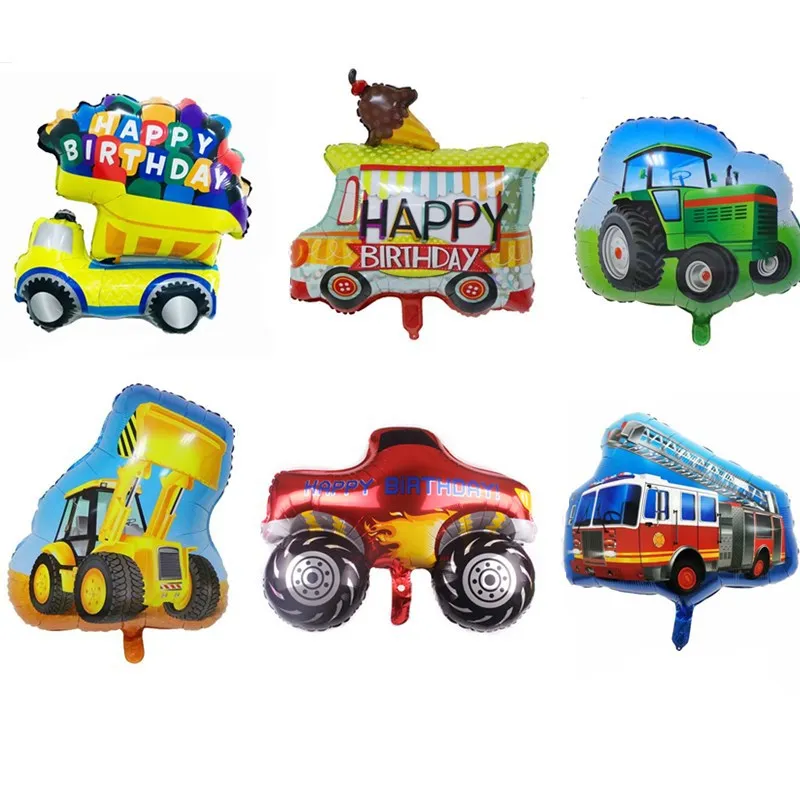 

Cartoon Car Aluminum Film Balloon Cream Car Bulldozer Tractor Ice Balloons Children's Birthday Decoration Kids Toys Babay Shower