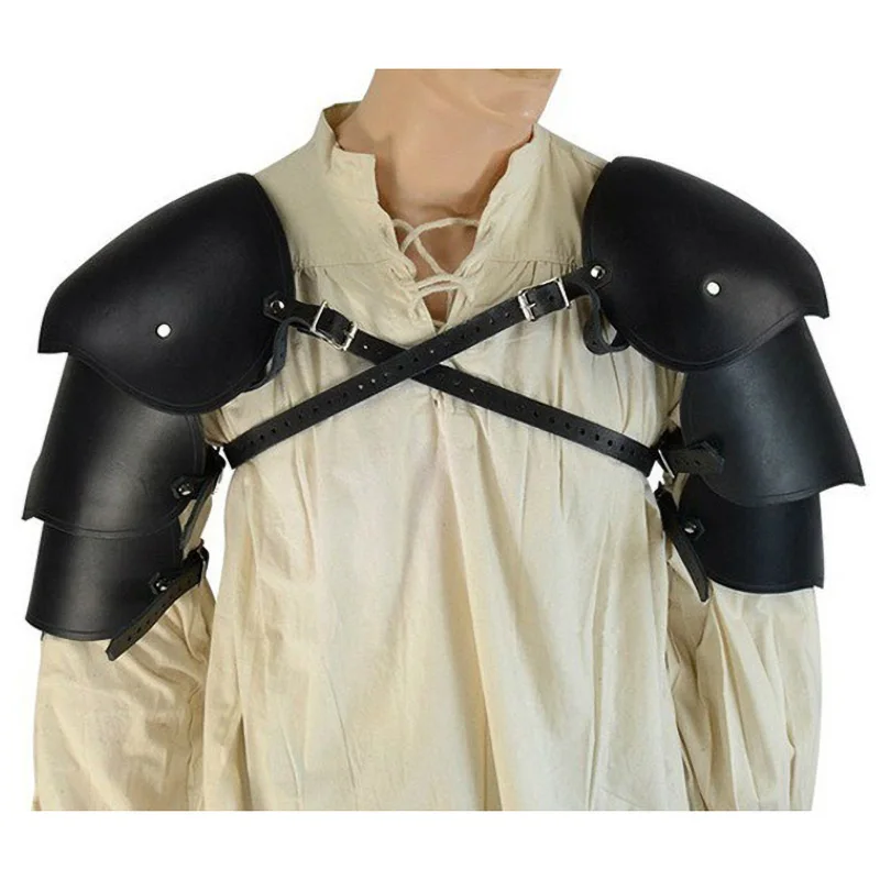 Cosplay de couro steampunk masculino, acessório de traje para homens, cosplay de viking de ombro duplo medieval