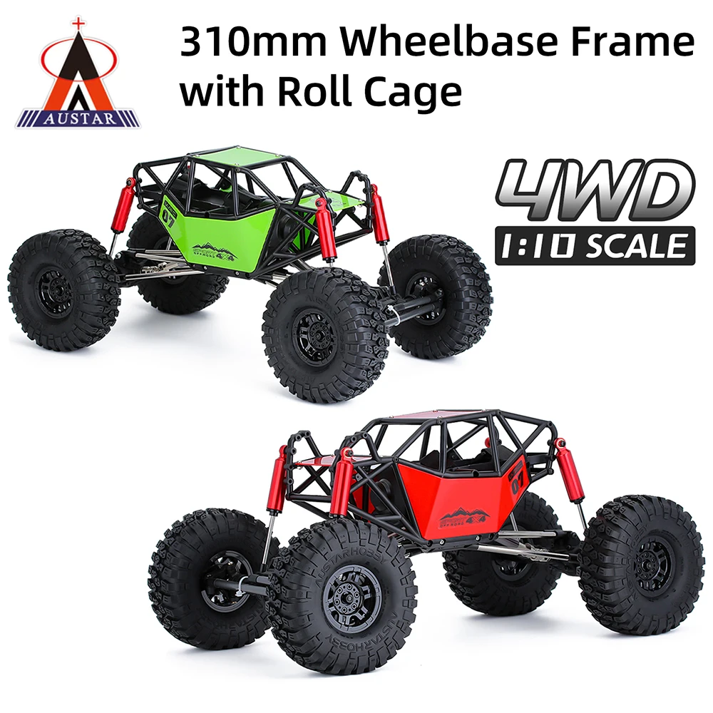 310mm Wheelbase Frame Rock Buggy Chassis with Roll Cage 1/10 Car Remote Control Climber