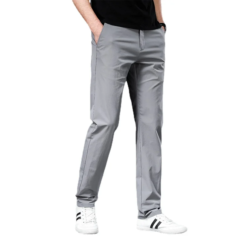 

Mens Summer Pant Light Fashion Stretch Spandex Straight Trouser Classic Dress Non-iron Black Beige 2021 Formal Husband Pant Male