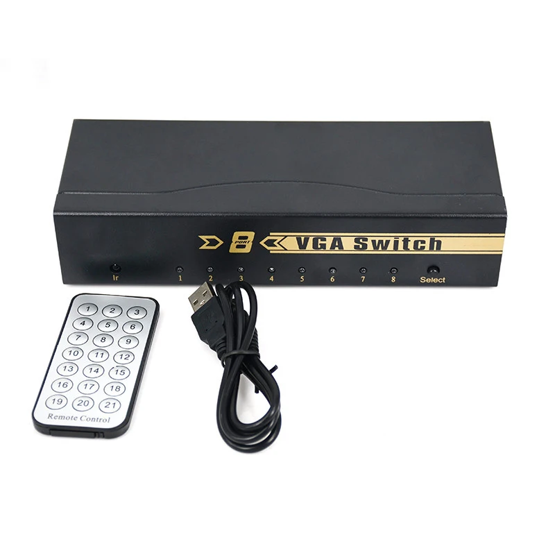 8 Port Vga Switch Box Hd Video Computer Gastheer Display Sharer Converter 8 In 1 Out Met Afstandsbediening Switching