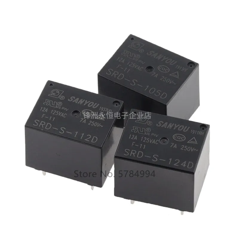 

Free shipping 100PCS 100% New SRD-S-105D 5VDC SRD-S-112D 12VDC SRD-S-124D 24VDC 12A 5PINS DC5V DC12V DC24V 5V 12V 24V Power