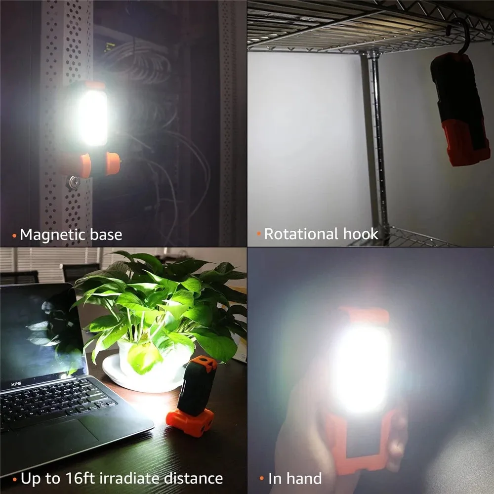 COB Working Inspection Light Portable Work Light Magnetic Flashlight Lamp With Hook Small For Camping Car Repair Maintenance