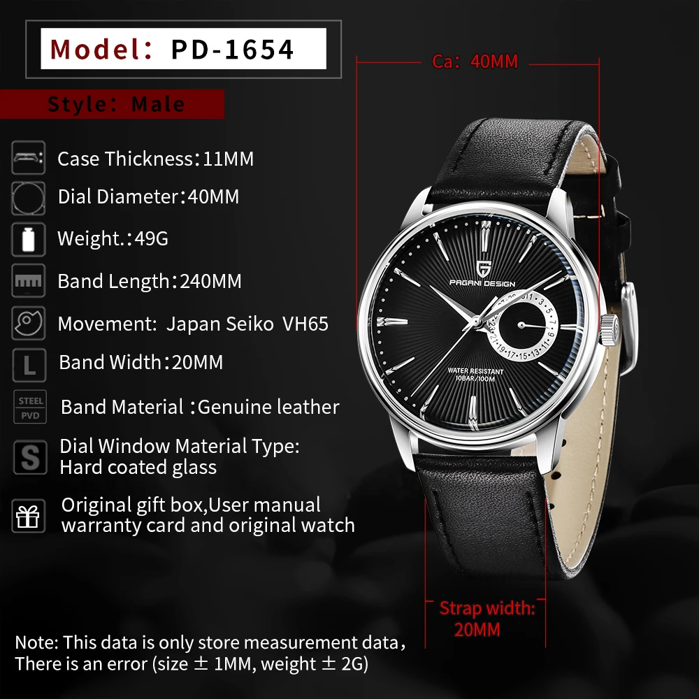 Original PAGANI DESIGN 1645 Fashion Casual Sports Watch Men Military Watch Stainless Steel Waterproof Quartz Watch Reloj Hombre