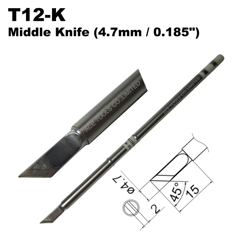 10 PCS T12-K Knife 4.7mm Soldering Tips for HAKKO FX-951 FX-950 FX-952 FX-9501 FM-2028 FM2027 Nozzle Pencil Iron Welding Bit