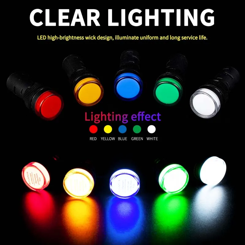 Lighting function  1pcs 12V 24V 110V 220V 380V 22mm Panel Mount LED Power Indicator Pilot Signal Light Lamp