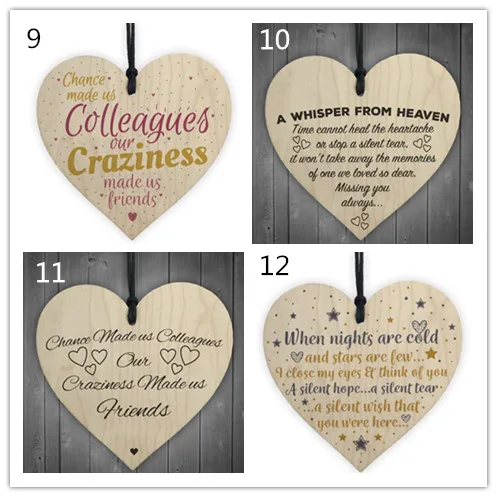 50pcs/lot Xmas Wooden LOVE Christmas Chip Hanging Gift Plaque Pendant Heart Shape Letter Friendship Wine Bottle Decor Pendant Ta