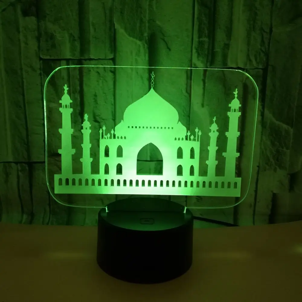 

Novelty Taj Mahal Building Modelling 3D Night Lights 7 Colors Change Usb Church Table Lamp Home Decor Led Bedside Sleep Lighting