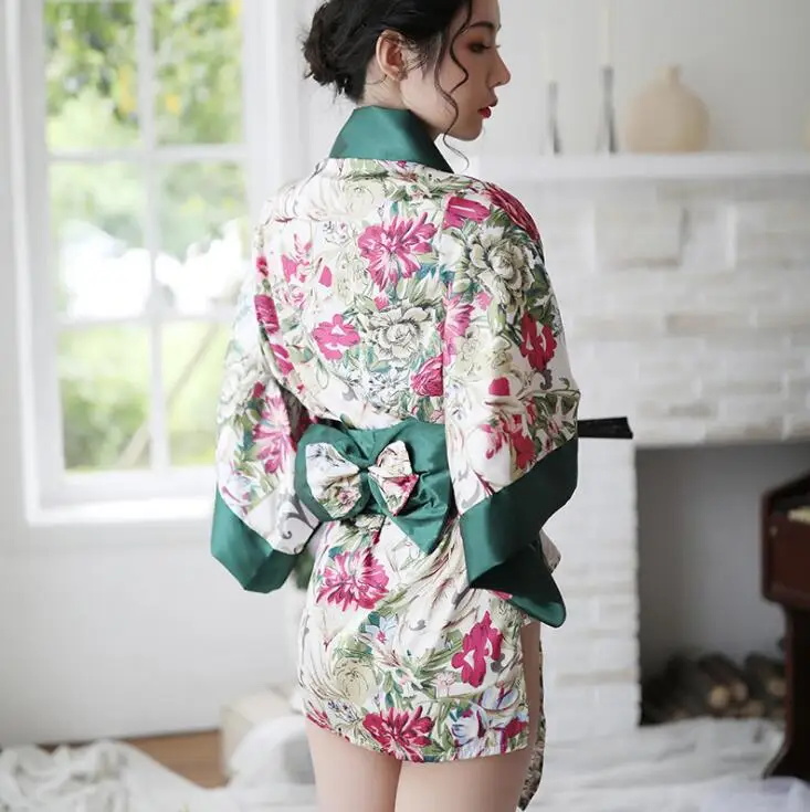 Japanese Sexy Woman Bathrobe Short Nightgown Kimono Mujer Uniform Outer Garment