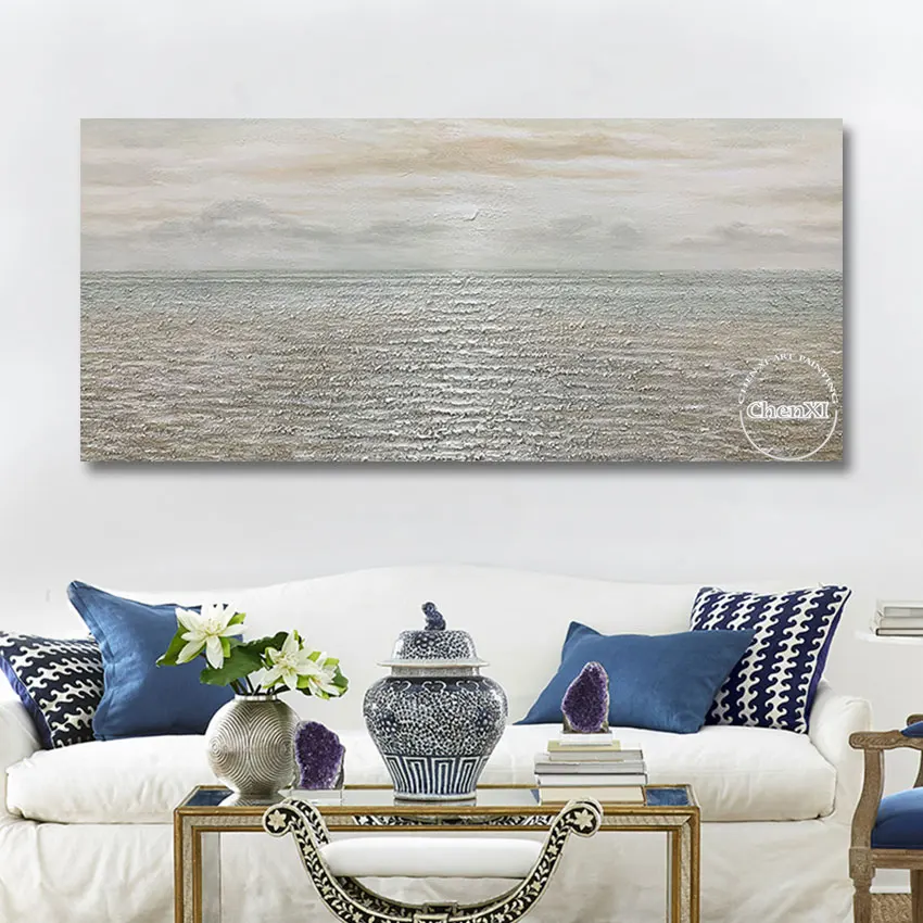 Lake Sparkled Abstract Paintings on Canvas, High Quality, Modern, Original, Hand Painted, Large Home Decoration, Unframed