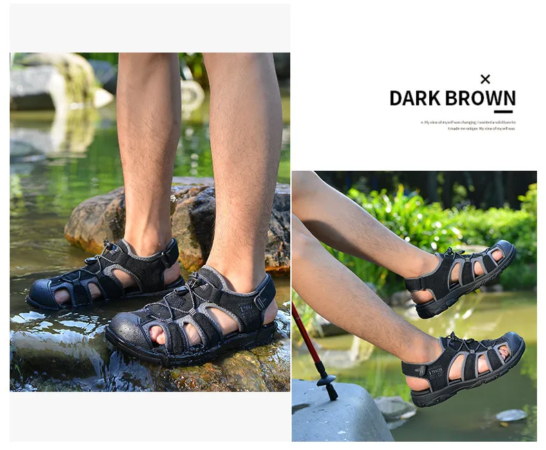 Lässige Herren-Outdoor-Sandalen, Sommer, atmungsaktiv, flache Sohle, Strandschuhe, bequem, weich, zum Gehen, Wandern, sportliche Herrenschuhe 2020 – Detail 12