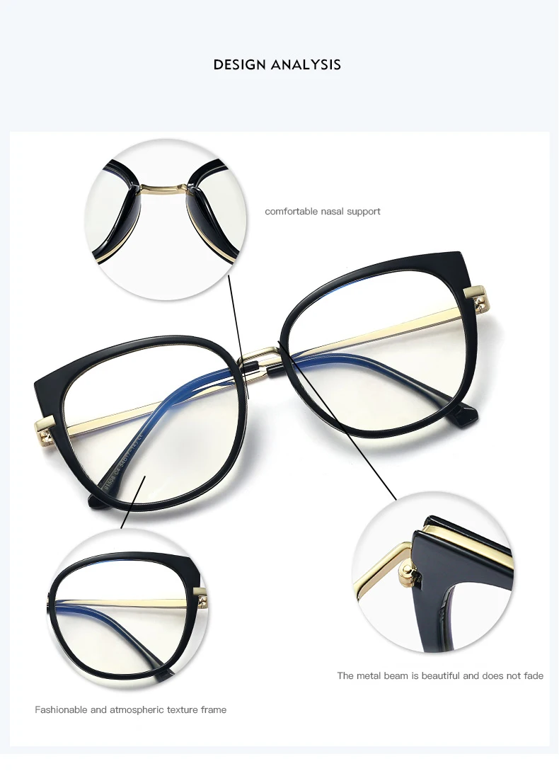 Blau Licht Blockieren Brille Rahmen für Frauen Brillen UV400 Filterung Schädlichen Blau Ray Optische Brillen Brillen Rahmen Weibliche – Detail 4