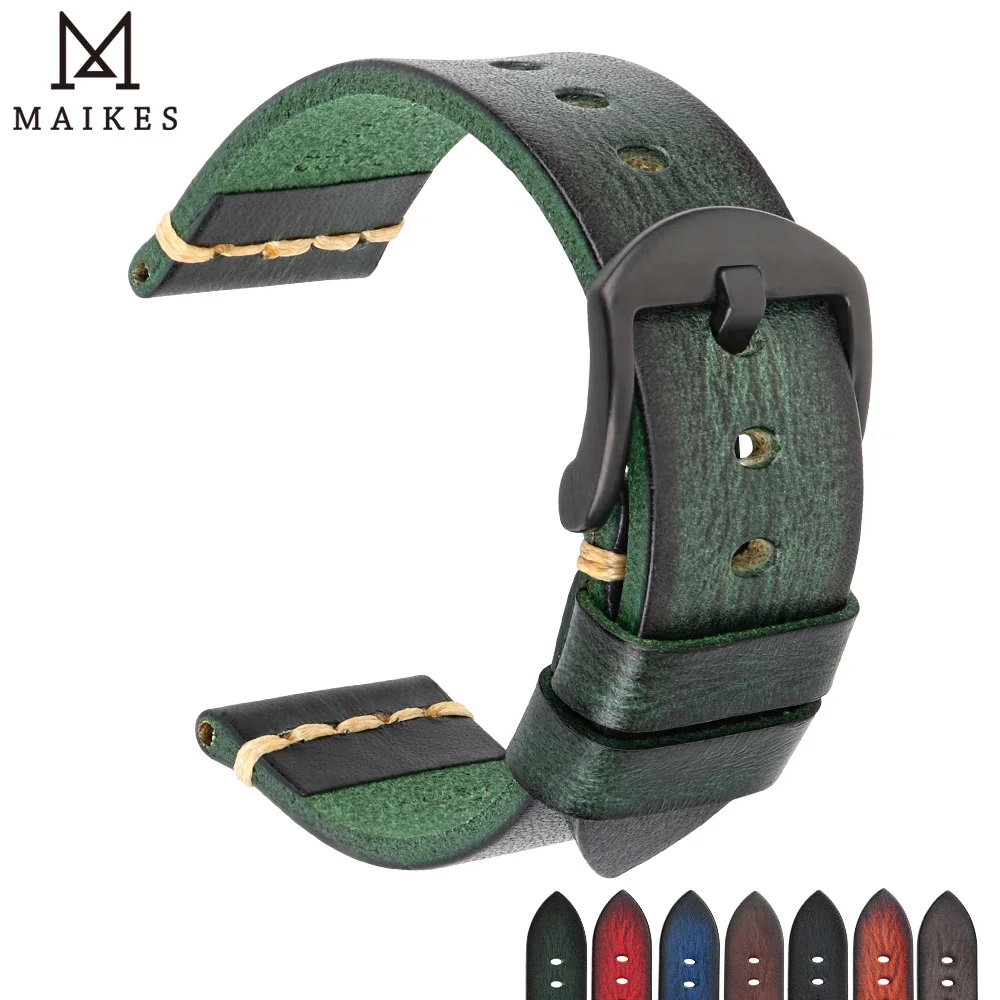 Maikes Genuine Leather Watchband for Galaxy gear s3 Watch Strap 18mm 20mm 22mm 24mm Watch Band Men Women Omega Wrist Bracelets