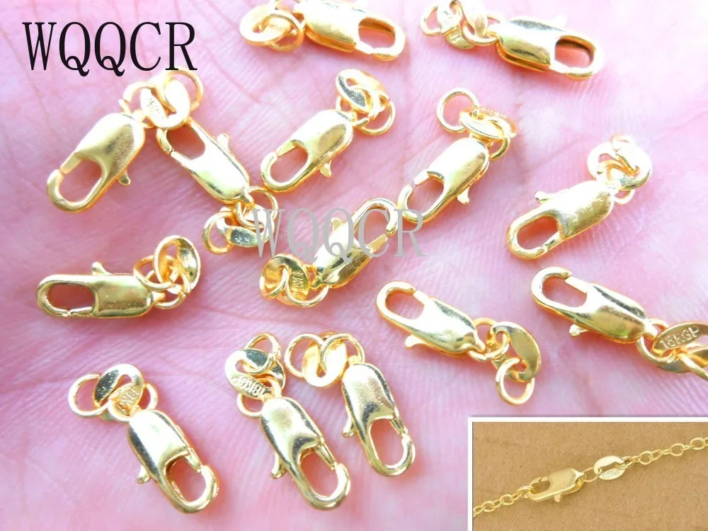 Free Shipping 100Pcs  Yellow Gold Filled Lobster Clasp GF Connecter Lin Jewelry Necklace Bracelet 18KGF Stamped Tag