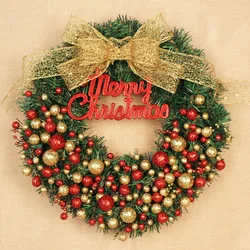 30cm/40cm Merry Christmas Wreath Gold Hanging Front Door Wall Xmas Garland Home Ornament Naviidad  Decorations Tree Wreath