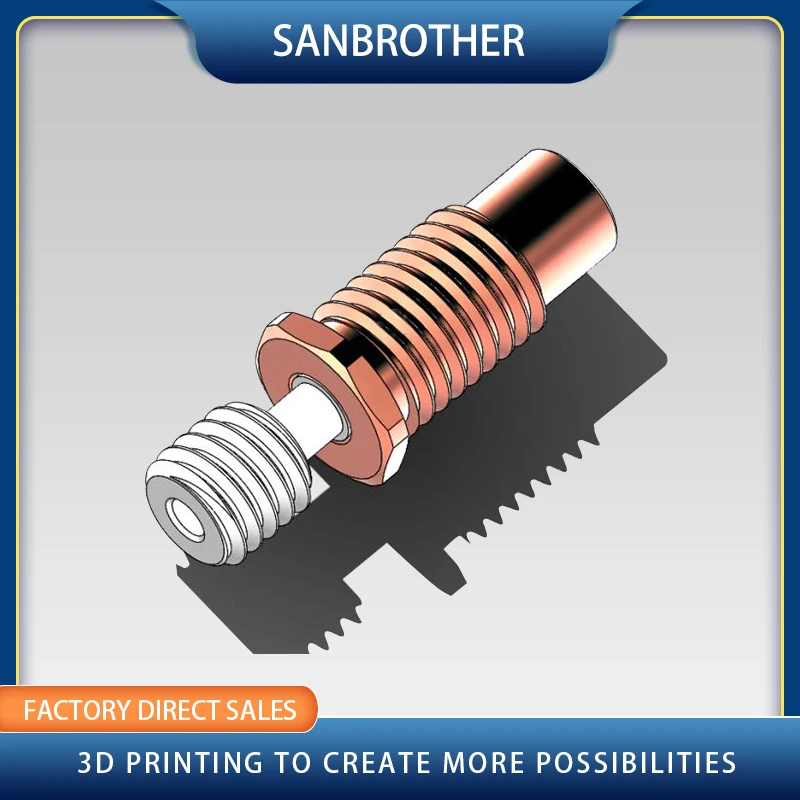 2021 V6-TCrazy Heat Break Titanium & Copper 3D Printer Nozzle Throat For 1.75mm E3D V6 HOTEND Heater Block  All-Metal