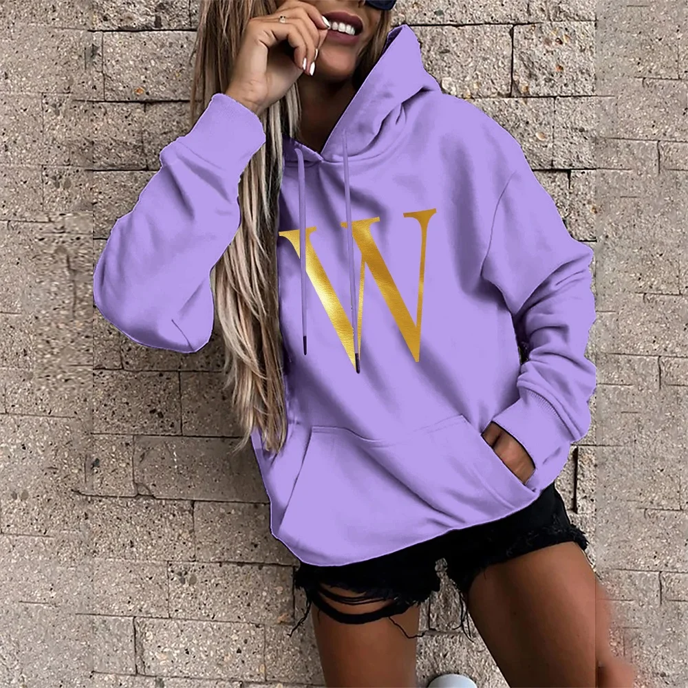 New All-match Hoodie Harajuku Womens Sportswear Pullover Shirt Letter Lovers Hoodie Womens Sweater Autumn and Winter Wear