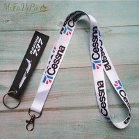 2 PCS/SET Boeing 737 Chaveiro Keychain Cessna Lanyards Neck Strap Phone White llavero for ID Card Holder Sleutelhange Trinket