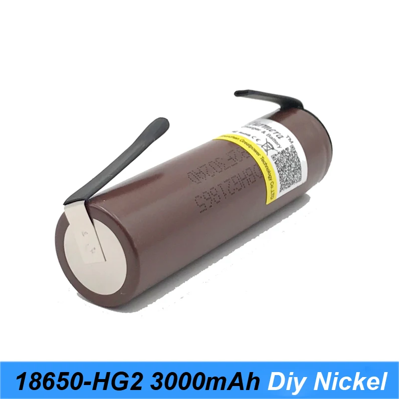 battery 18650 HG2 3000mAh with strips soldered batteries for screwdrivers 30A high current + DIY nickel inr18650 hg2